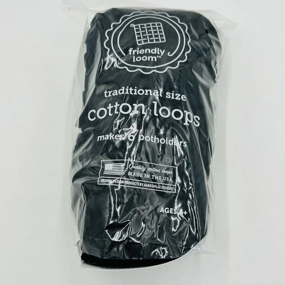 Friendly Loom | Lotta Loops - Traditional-Sized Black Potholder Weaving Loops